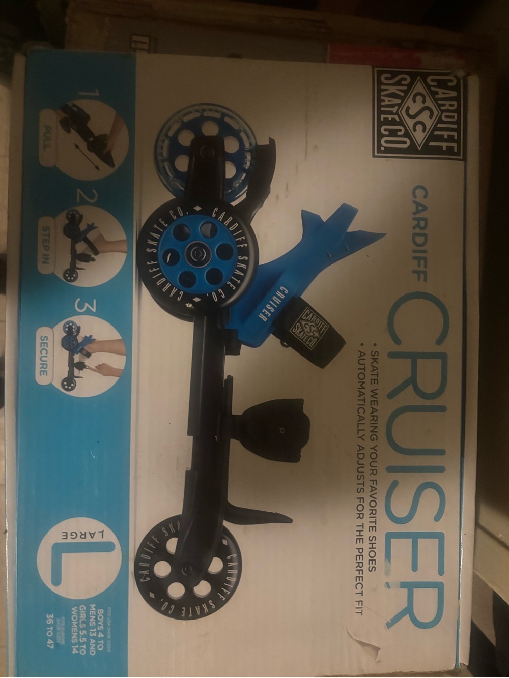 Cardiff Skate Co. Cruiser Shoe Skates in Blue and Black